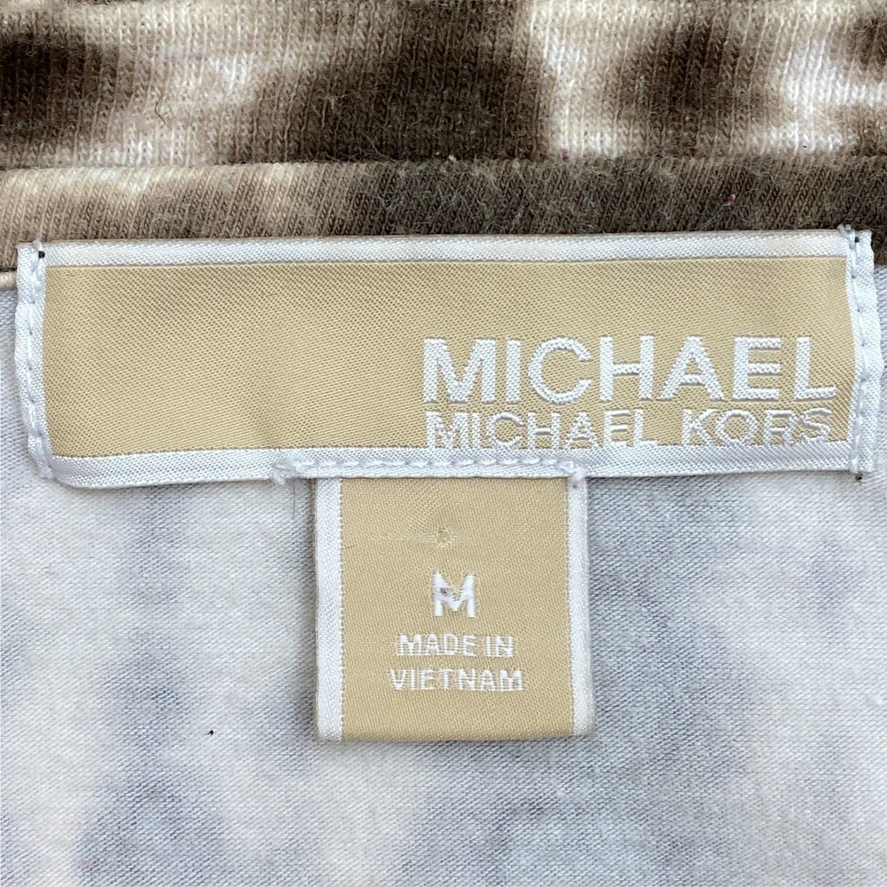 Michael Michael Kors Brown & White Shibori Tie Dye Embellished Short Sleeve Top - Picture 8 of 11